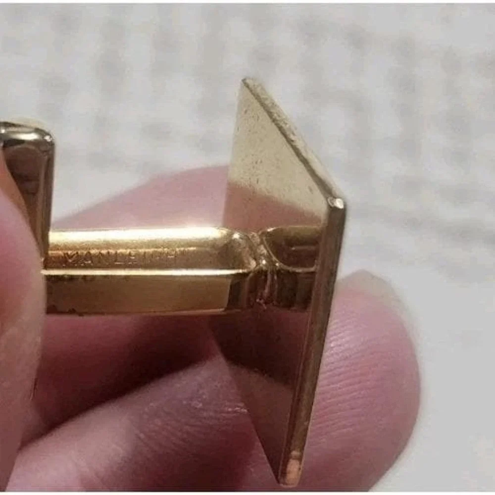 Vintage Manleigh Red Gold Square Retro Cufflinks